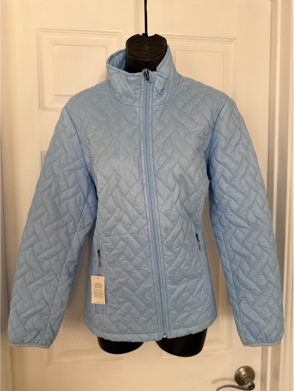 Lands' End light blue quilted jacket